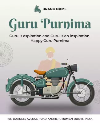 Illustrative Vintage Motorcycle Celebration Guru Purnima Poster Template