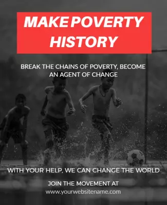 Impactful Black and Red Poverty Awareness Movement Poster Template