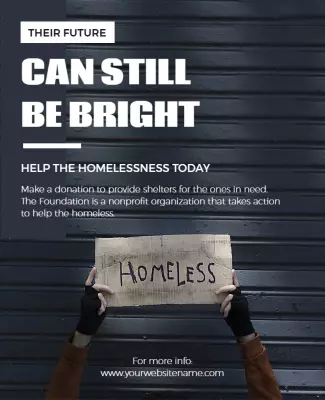 Impactful Black and White Homelessness Awareness Poster Template