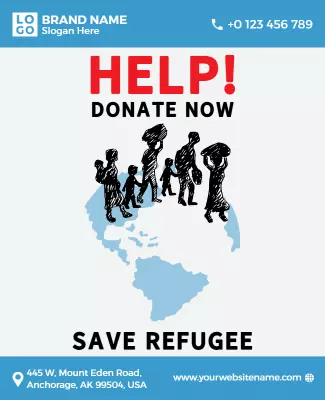 Impactful Humanitarian Support for Refugee Aid Poster Template