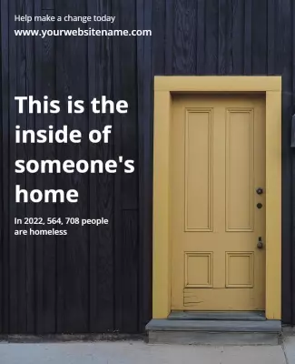 Impactful Yellow Door Highlighting Homelessness Awareness Poster Template