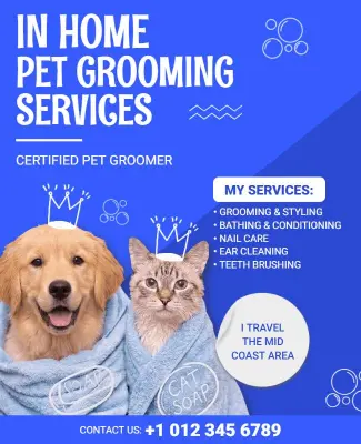 In Home Pet Grooming Services Flyer Template