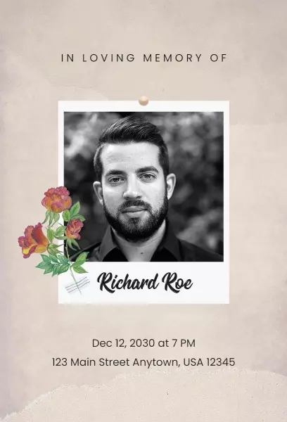 In Loving Memory Celebration of Life Funeral Invitation Template