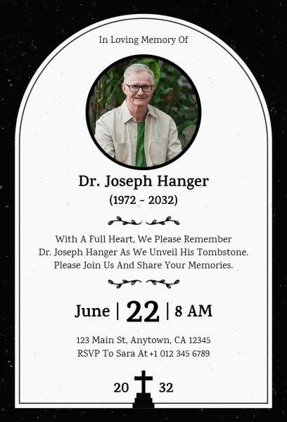 In Loving Memory Funeral Service Ceremony Invitation Template