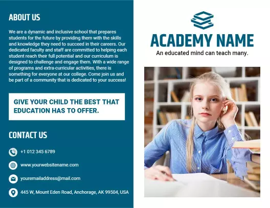 Inclusive Education Academy with Personalized Learning Brochure Template