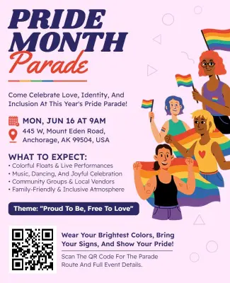 Inclusive Pride Month Parade Celebration Flyer Template