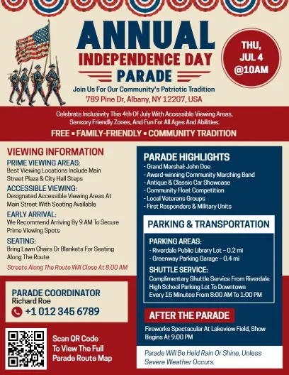 Independence Day Annual Parade Announcement Flyer Template