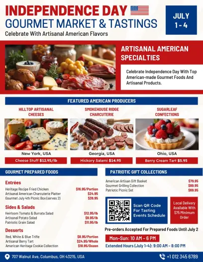 Independence Day Gourmet Market & Tastings Flyer Template