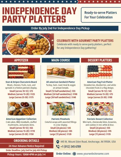 Independence Day Party Platters Collection Flyer Template