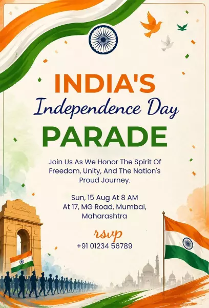 India Independence Day Parade Celebration Invitation Template