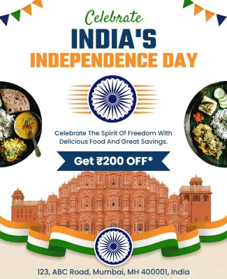 India Independence Day Restaurant Promotion Flyer Template