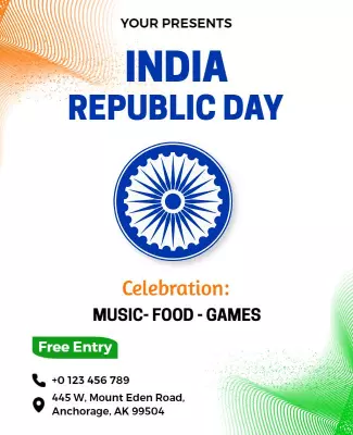 Festive Tri-Color India Republic Day Celebration Flyer Template