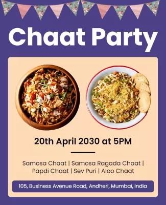 Indian Street Food Festival Chaat Party Flyer Template