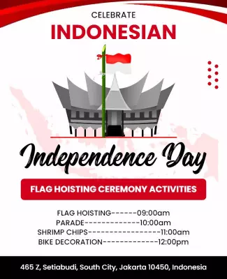 Festive Red Indonesian Independence Day Celebration Flyer Template