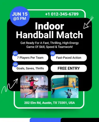 Indoor Handball Match Event Poster Template