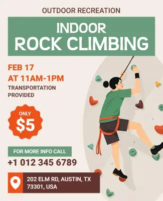 Indoor Rock Climbing Event Flyer Template