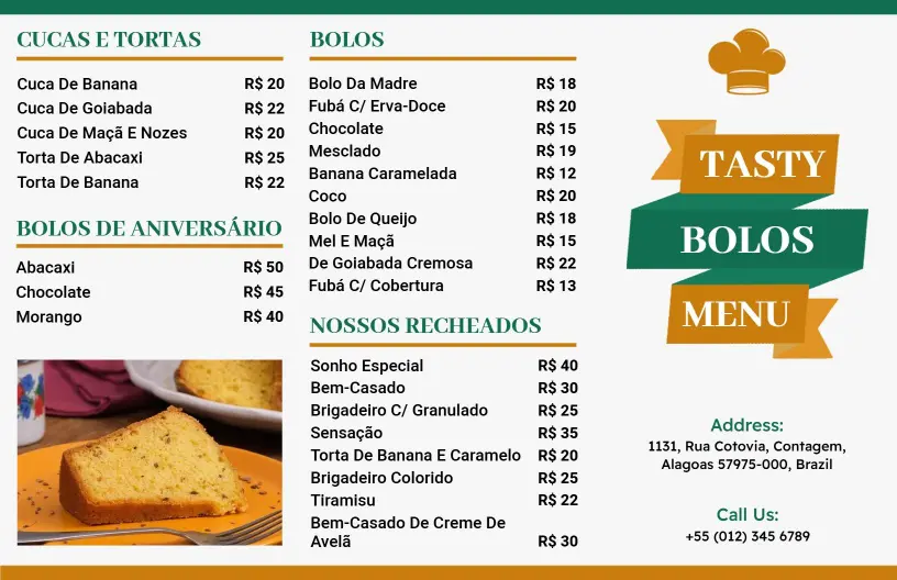 Indulgent Cakes and Tasty Treats for Every Celebration Dessert Menu Template