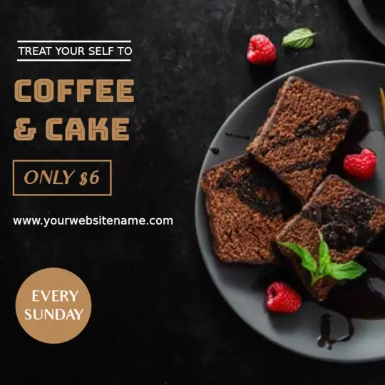 Indulgent Coffee and Cake Promotion for Sunday Treats Ad Template