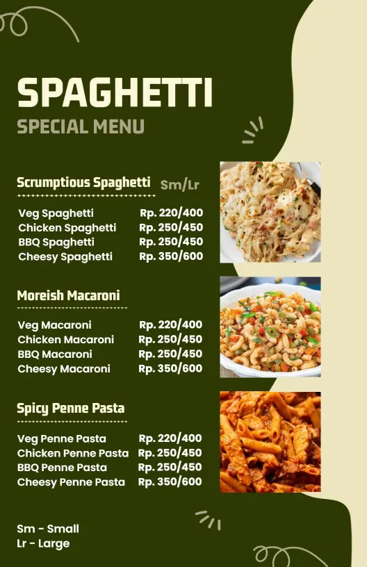 Indulgent Pasta Selections with Scrumptious Spaghetti Menu Template