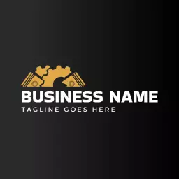 Industrial Black and Gold Gear Design for Workshop Logo Template