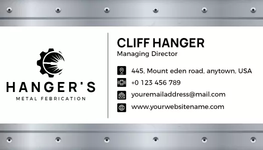Industrial Steel Gray Metal Fabrication Business Card Template