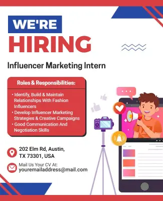 Influencer Marketing Intern Hiring Flyer Template