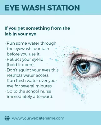Informative Aqua Safety Procedures for Eye Wash Station Poster Template