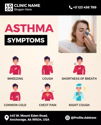 Informative Asthma Symptoms Awareness Clinic Poster Template