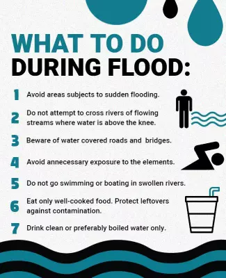 Informative Black and Blue Flood Safety Guidelines Poster Template
