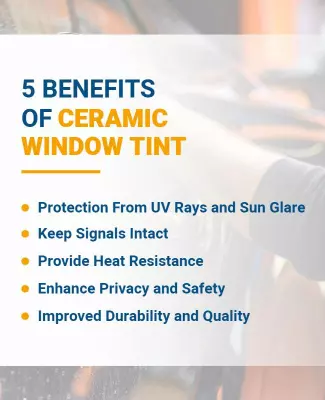 Informative Blue Ceramic Window Tint Benefits Poster Template