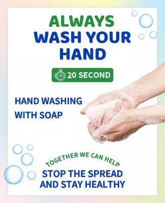 Informative Blue Hand Washing Health Safety Poster Template