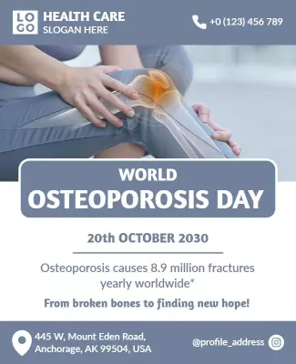 Informative Blue Health Awareness Osteoporosis Day Poster Template