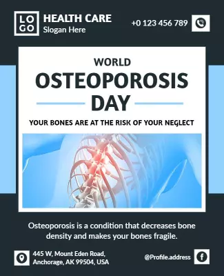 Informative Blue Osteoporosis Awareness Health Event Poster Template