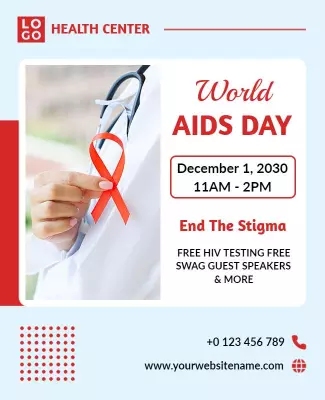 Informative Blue World AIDS Day Health Awareness Poster Template