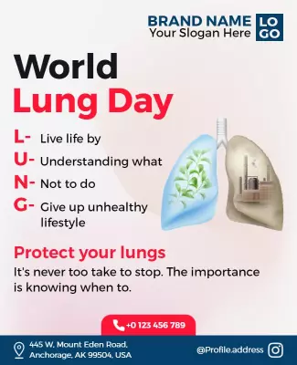 Informative Blue World Lung Day Awareness Poster Template