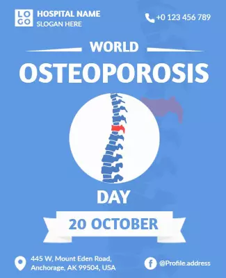 Informative Blue World Osteoporosis Awareness Day Poster Template