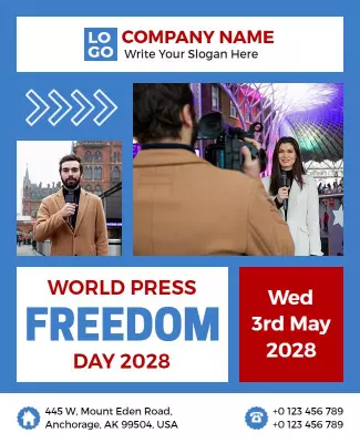 Informative Blue World Press Freedom Day 2028 Poster Template