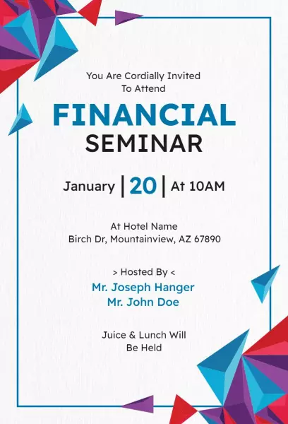 Informative Financial Planning Educational Seminar Invitation Template