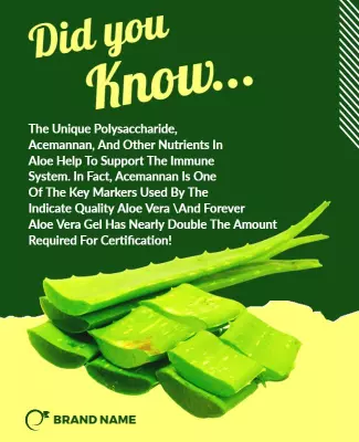 Informative Green Aloe Vera Nutrient Awareness Poster Template