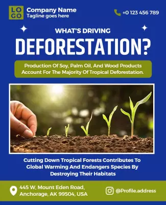 Informative Green Deforestation Awareness Education Poster Template