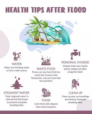 Informative Health Tips After Flood Emergency Poster Template