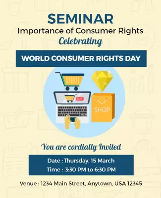 Informative Light Blue Seminar on Consumer Rights Awareness Poster Template