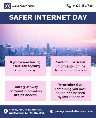 Informative Modern Safer Internet Day Awareness Poster Template