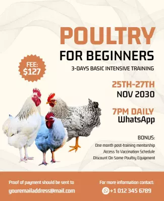 Informative Poultry Training Course for Beginners Poster Template