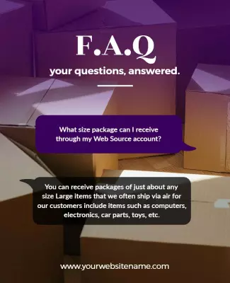 Informative Purple FAQ Package Size Inquiry Poster Template