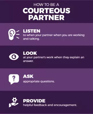 Informative Purple Guide on Being a Courteous Partner Poster Template