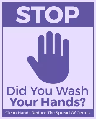 Informative Purple Hand Washing Awareness Poster Template