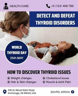 Informative Purple Health Awareness Thyroid Disorders Poster Template