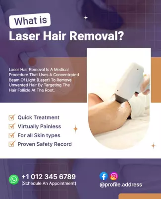 Informative Purple Laser Hair Removal Service Poster Template
