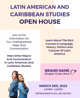 Informative Purple Latin American Studies Open House Poster Template